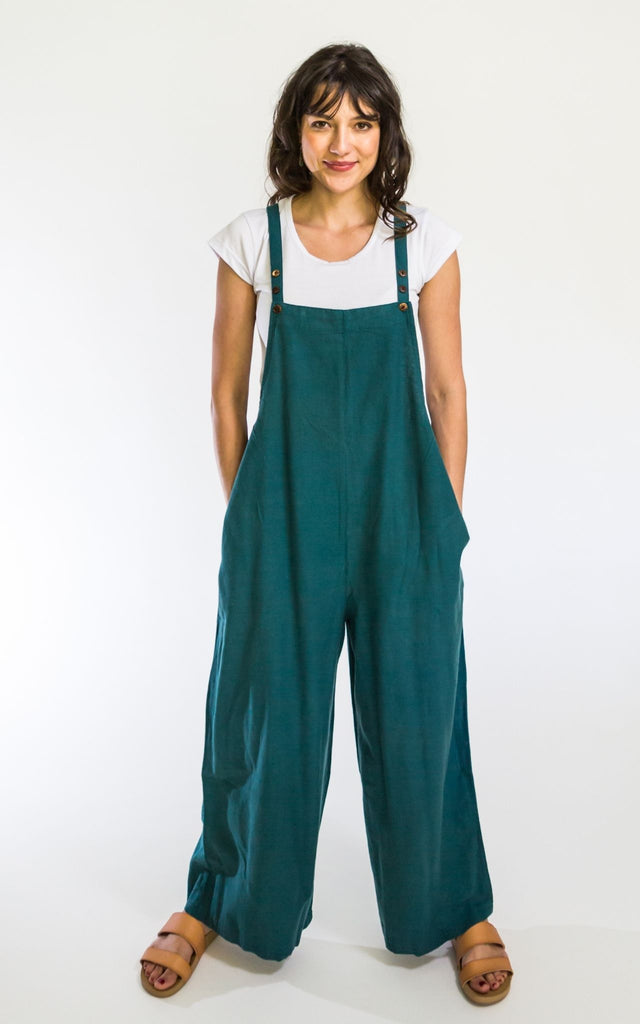 Surya Australia Ethical Cotton 'Juanita' Overalls Dungarees made in Nepal - Turquoise