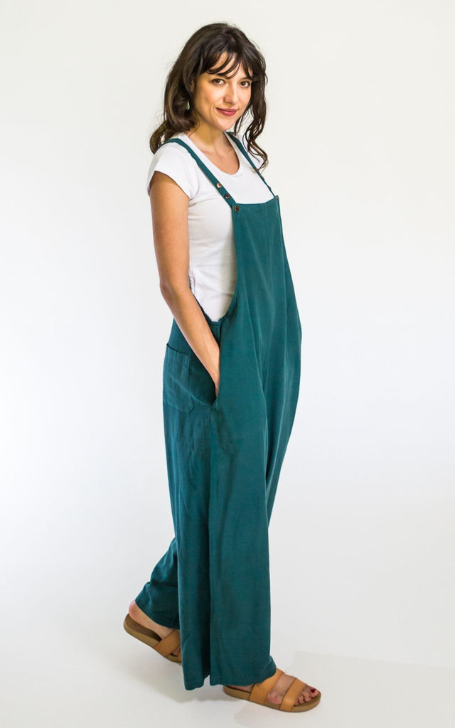 Surya Australia Ethical Cotton 'Juanita' Overalls Dungarees made in Nepal - Turquoise