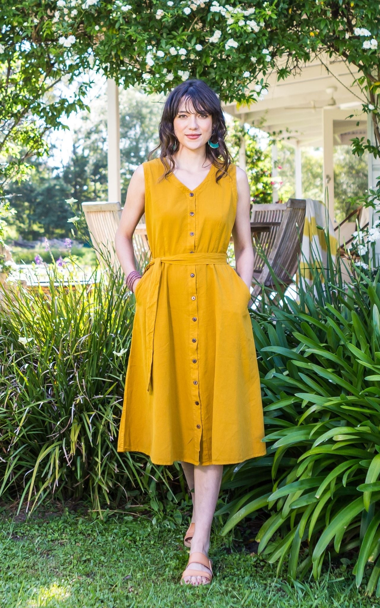 Surya Australia Ethical Cotton 'Valentina' Dress - Mustard #colour_mustard