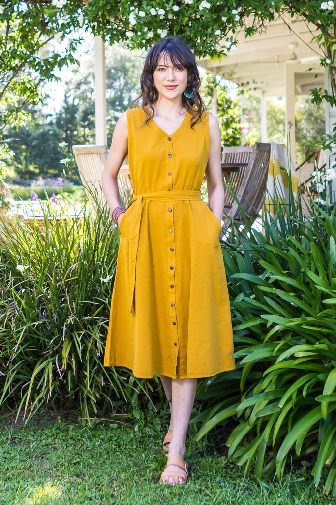 Surya Australia Ethical Cotton 'Valentina' Dress - Mustard #colour_mustard