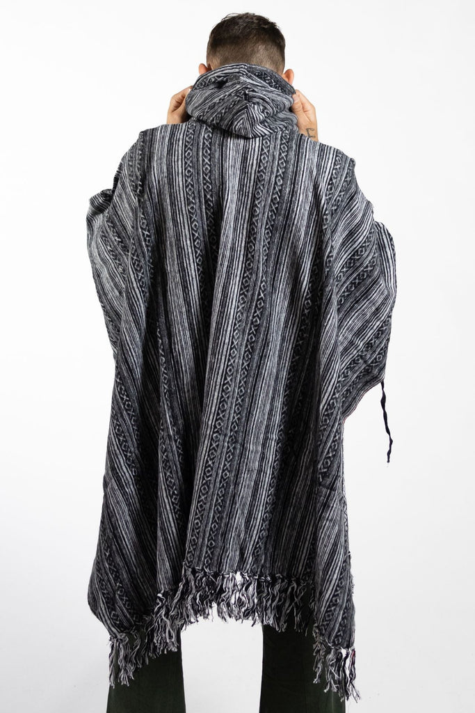 Surya Thick, Heavy Cotton Festival Poncho made in Nepal - Black
