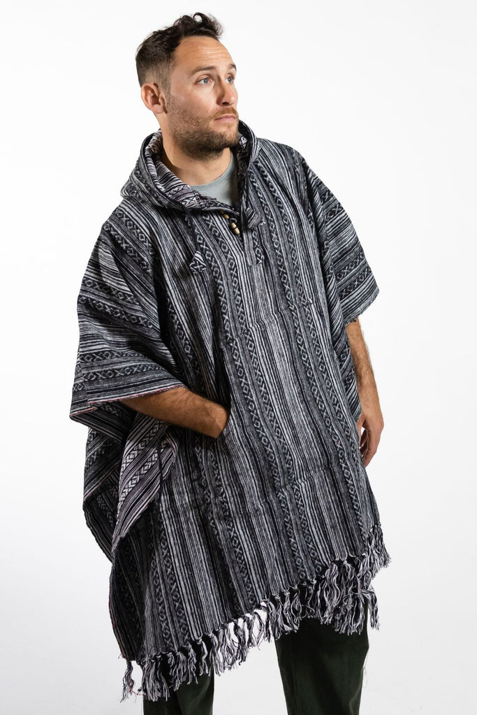 Surya Thick, Heavy Cotton Festival Poncho made in Nepal - Black