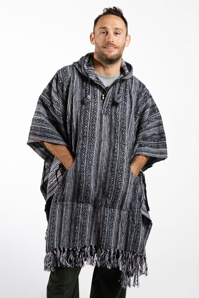 Surya Thick, Heavy Cotton Festival Poncho made in Nepal - Black