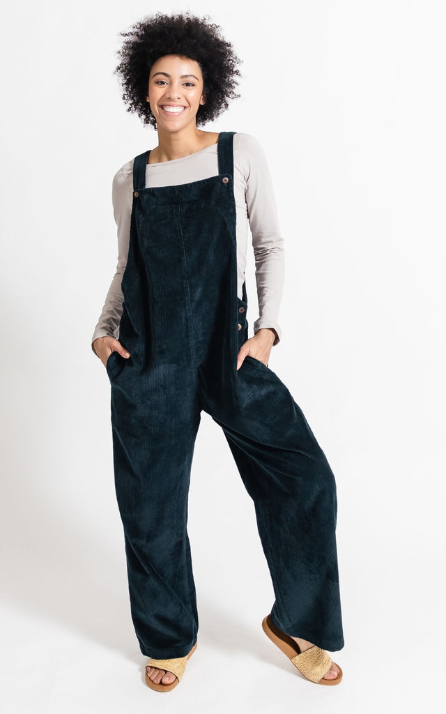 Surya Australia Corduroy Overalls Dungarees made in Nepal - Midnight Teal
