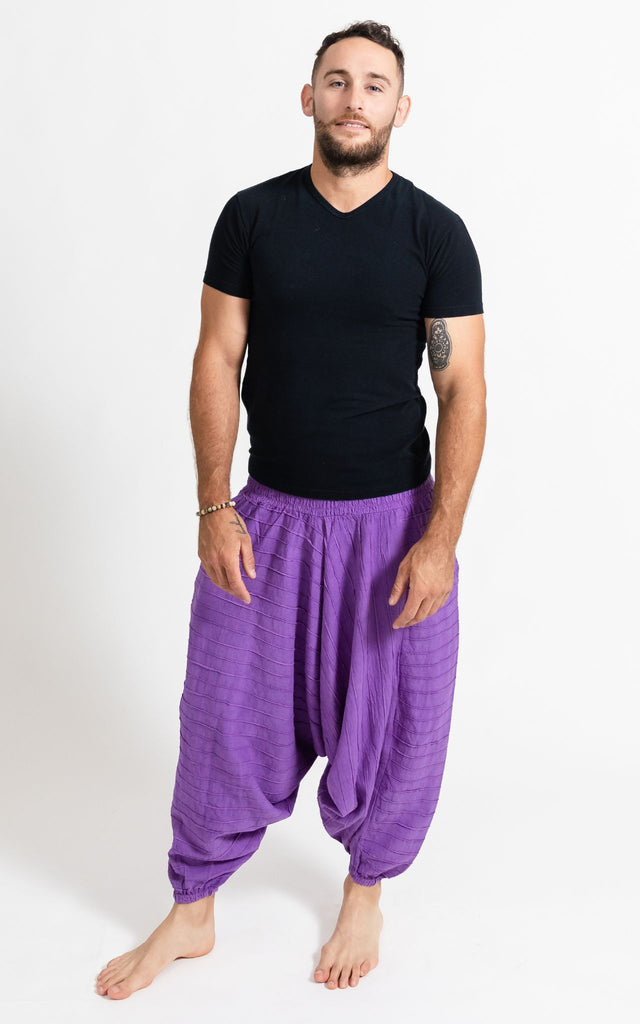 Surya Australia Earthy Cotton Aladdin Pants for men from Nepal - Purple