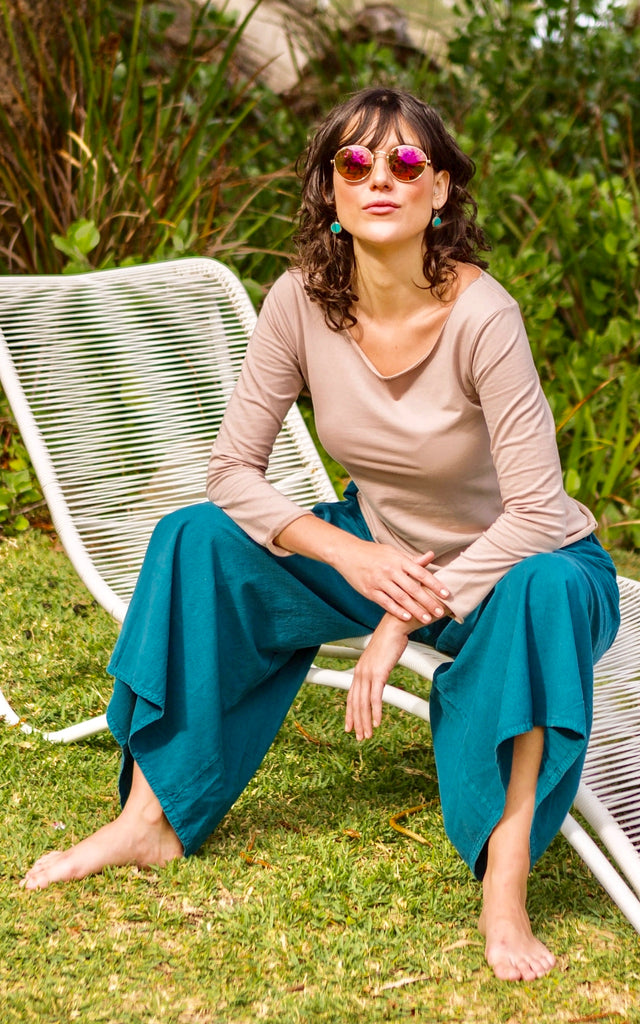 Surya Australia Ethical Cotton Palazzo Pants from Nepal - Turquoise