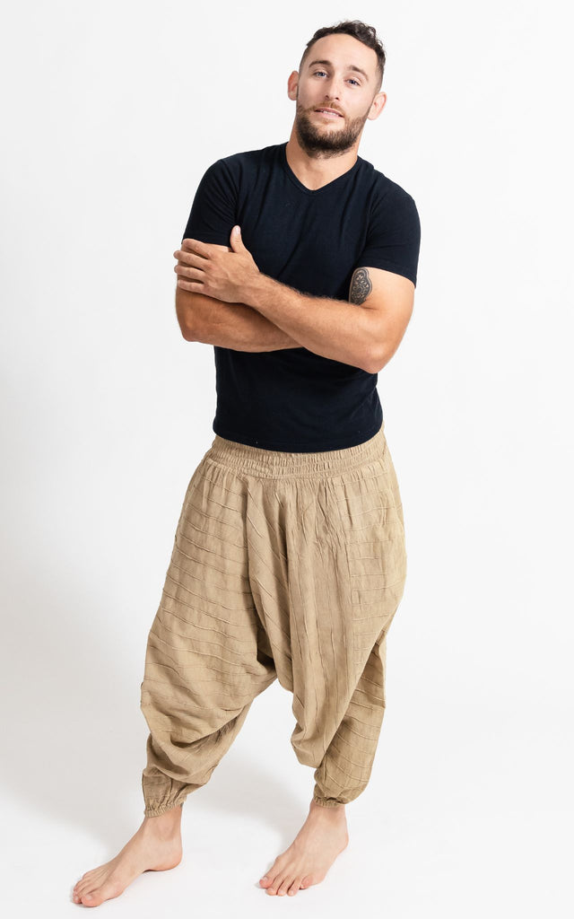 Surya Australia Earthy Cotton Aladdin Pants for men from Nepal - Natural