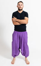 Surya Australia Earthy Cotton Aladdin Pants for men from Nepal - Purple