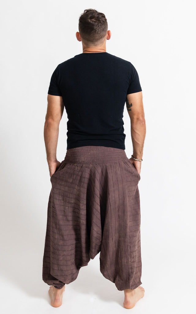 Surya Australia Earthy Cotton Aladdin Pants for men from Nepal - Brown
