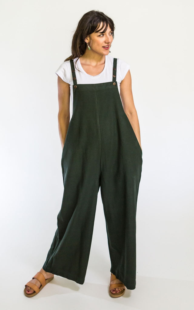 Surya Australia Ethical Cotton 'Juanita' Overalls Dungarees made in Nepal - Green