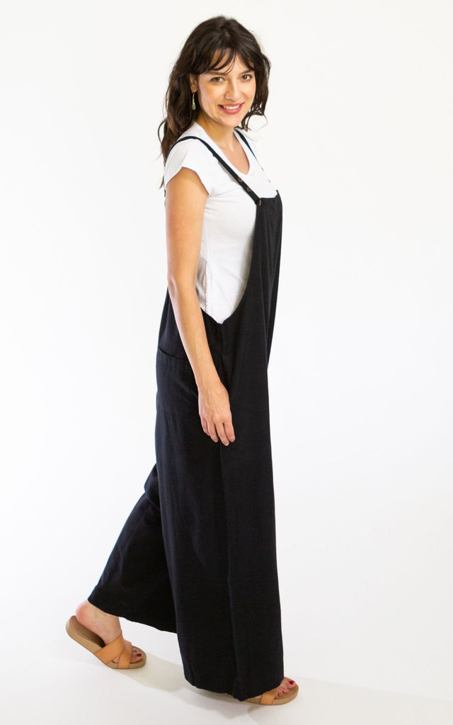 Surya Australia Ethical Cotton 'Juanita' Overalls Dungarees made in Nepal - Black