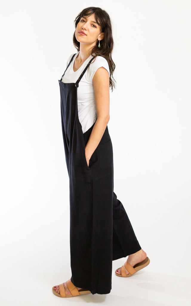 Surya Australia Ethical Cotton 'Juanita' Overalls Dungarees made in Nepal - Black