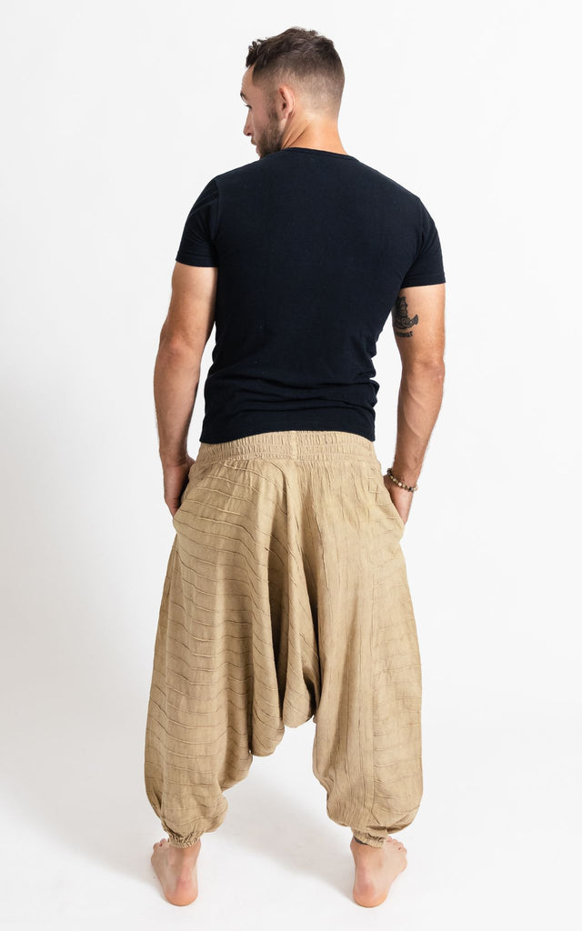 Surya Australia Earthy Cotton Aladdin Pants for men from Nepal - Natural