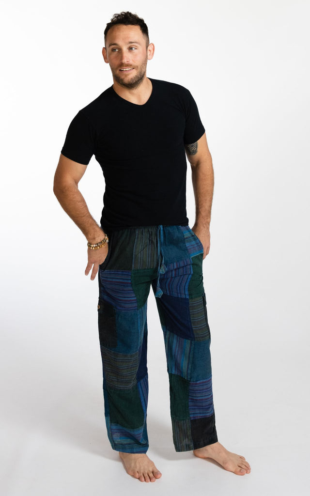 Surya Australia Cotton Patch Pants for men made in Nepal - Blue