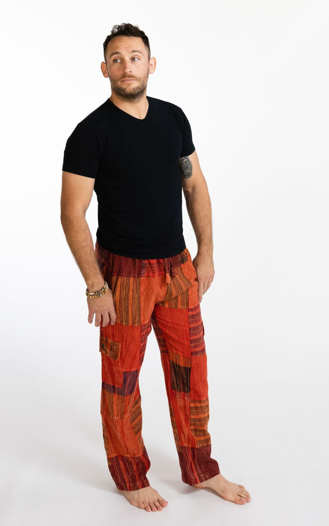 Surya Australia Cotton Patch Pants for men made in Nepal - Rust