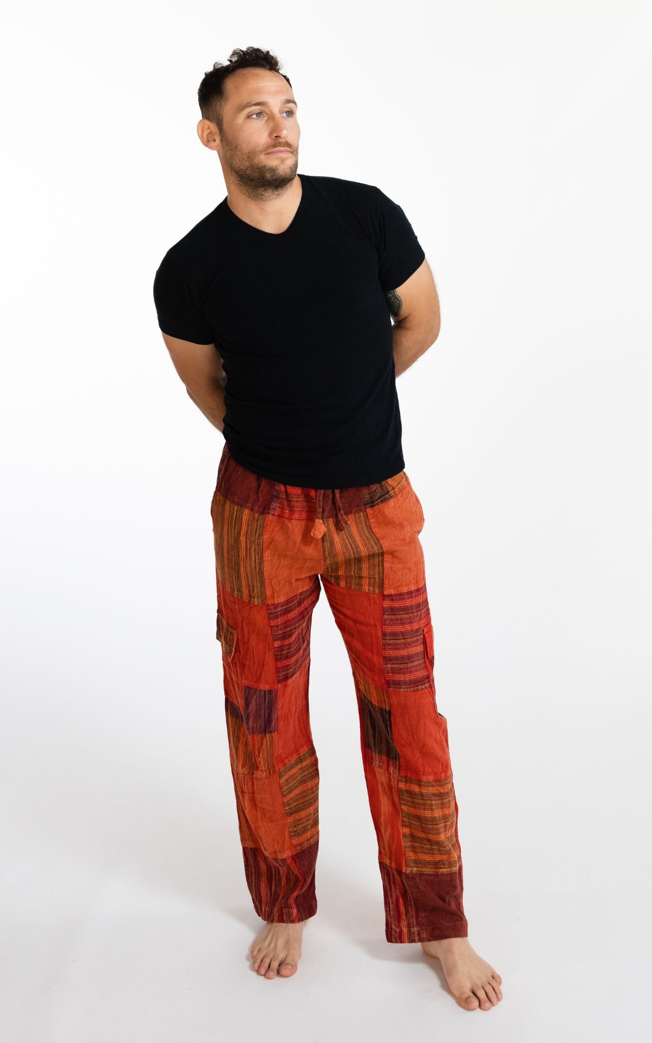 Surya Australia Cotton Patch Pants for men made in Nepal - Rust