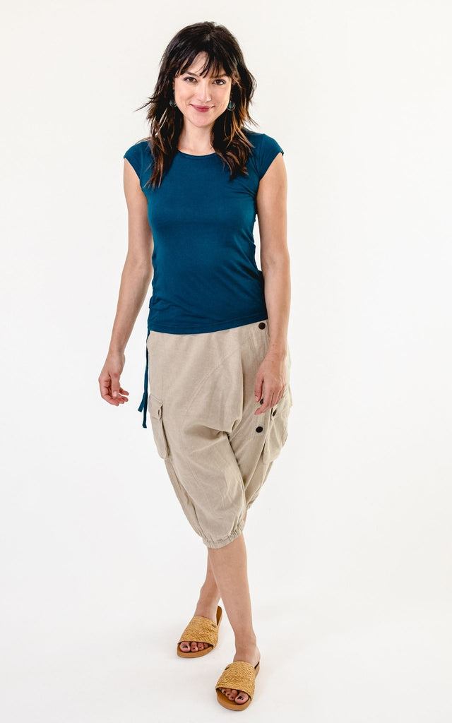 Surya Australia Ethical Cotton Drop Crotch Shorts - Natural #colour_natural