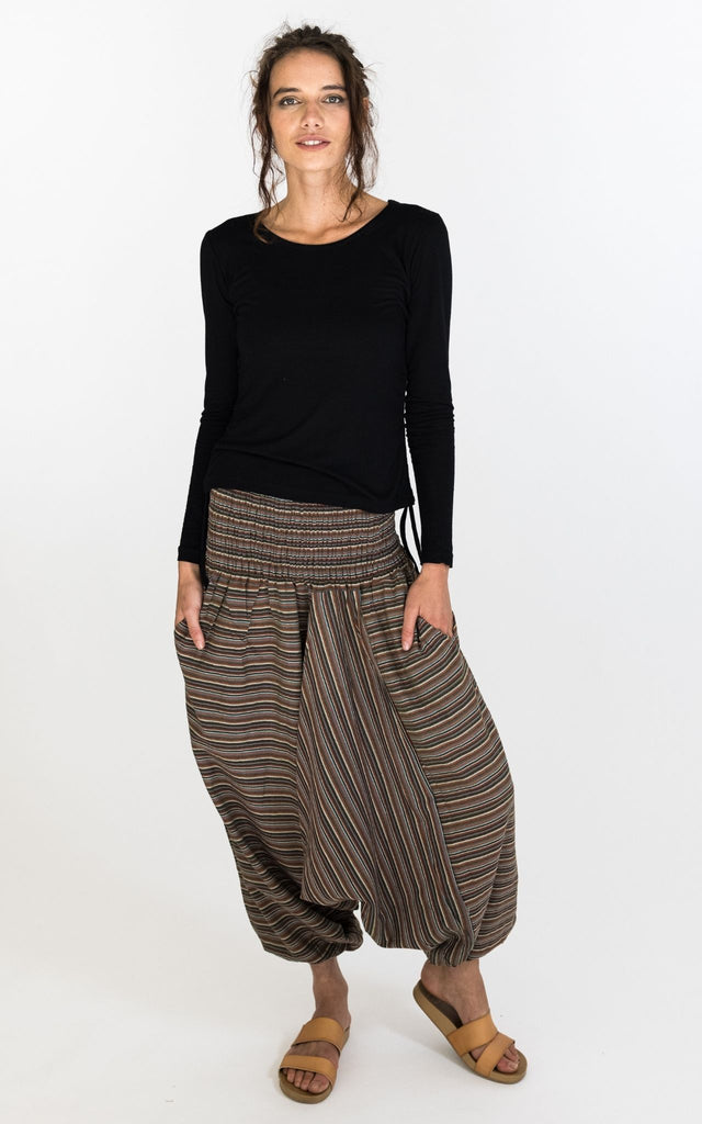 Surya Australia Ethical Low Crotch Pants made in Nepal - Khaki