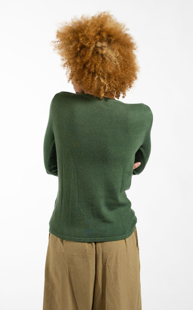 Surya Australia Ethically made Cashmere Long Sleeve Top from Nepal - Green