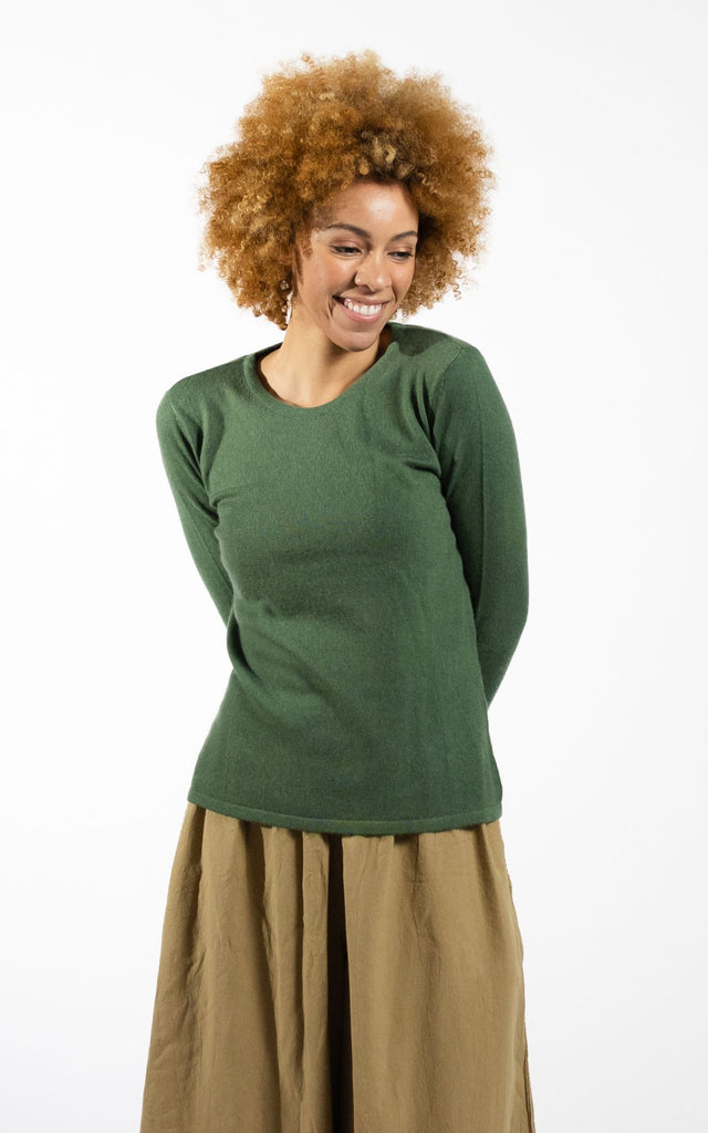 Surya Australia Ethically made Cashmere Long Sleeve Top from Nepal - Green