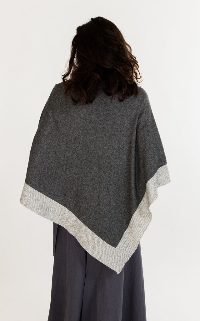 Surya Australia Ethically Made Cashmere Poncho from Nepal #colour_dark-grey