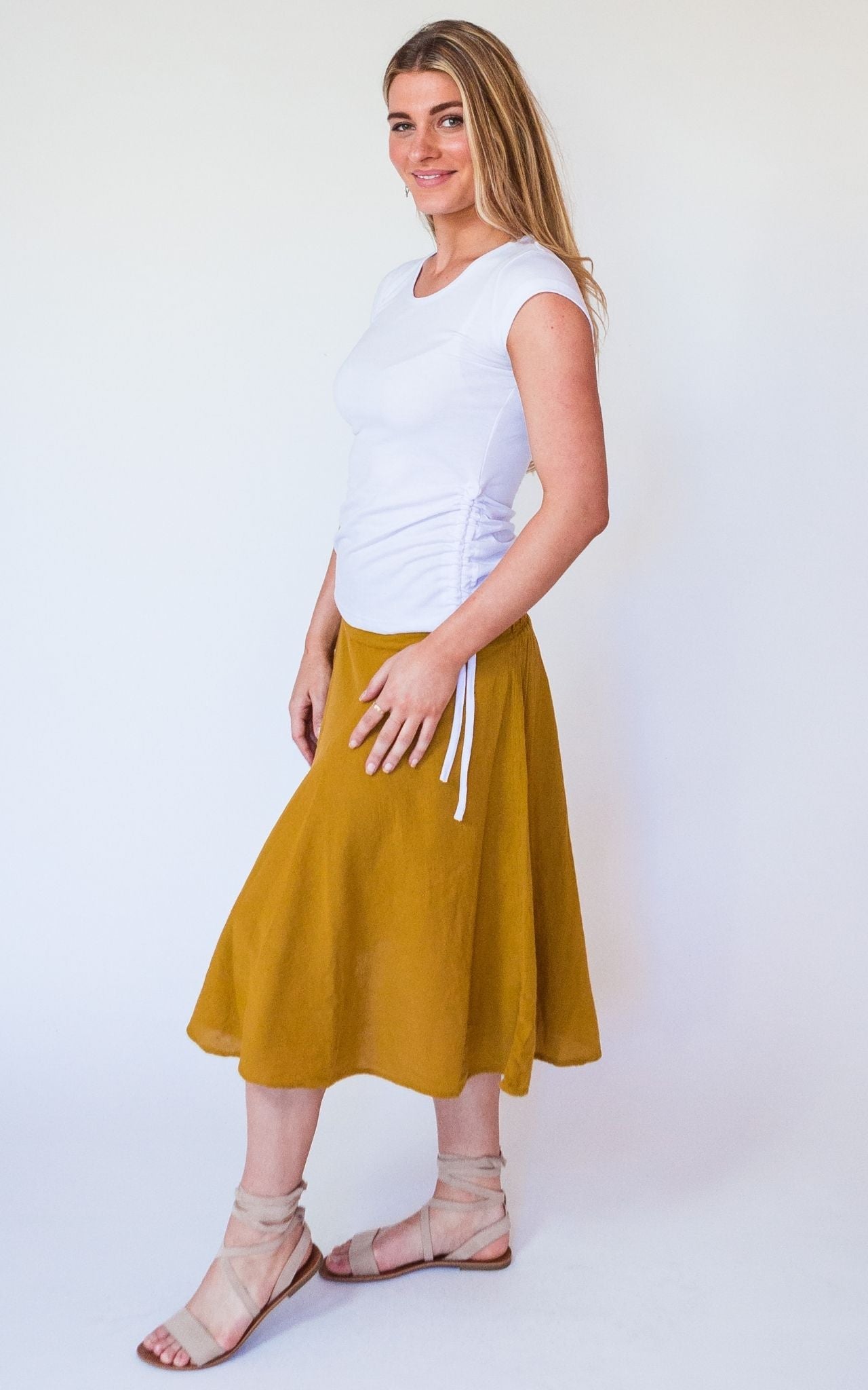 Surya Australia Ethical 'Rosa' Skirt from Nepal - Mustard #colour_mustard