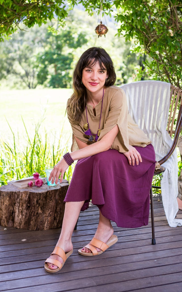 Surya Australia Ethical 'Rosa' Skirt from Nepal - Wine #colour_wine