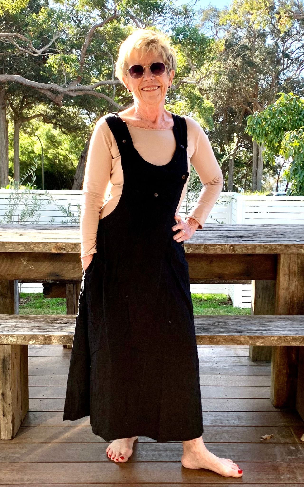 Surya Australia Ethical Dungaree Dress made in Nepal - Black