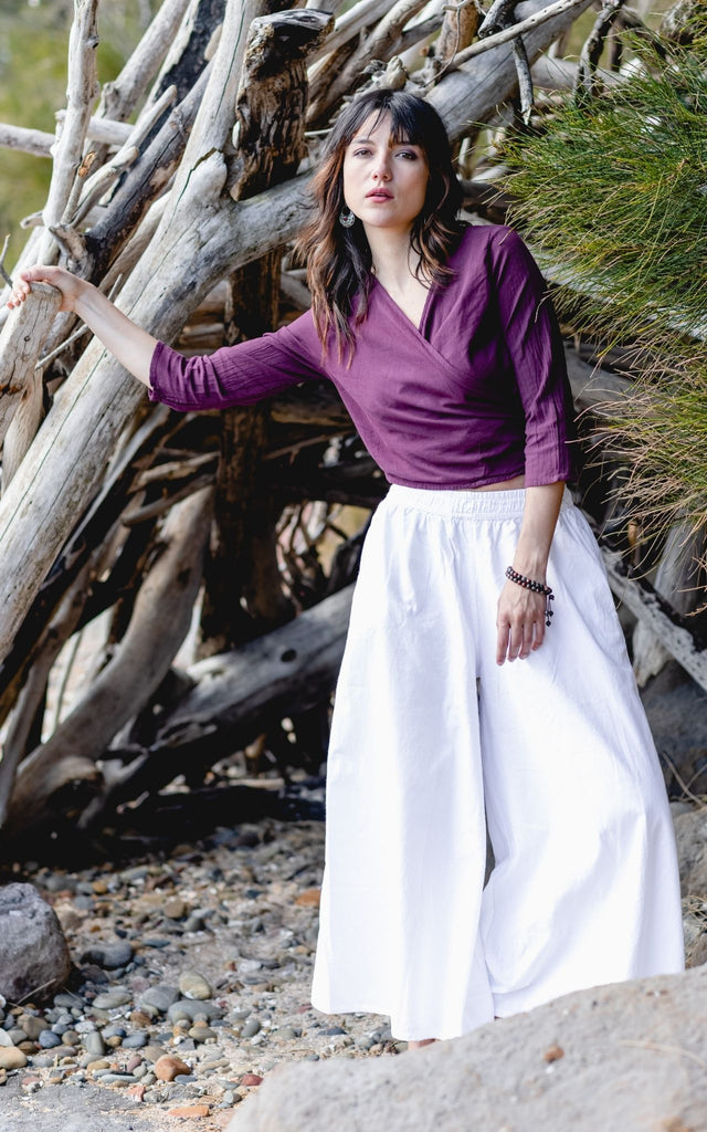 Surya Australia Ethical Cotton Palazzo Pants from Nepal - Mustard #colour_white