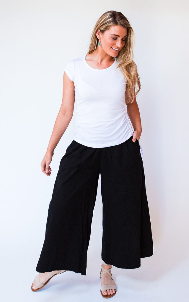 Surya Australia Ethical Cotton Palazzo Pants from Nepal - Mustard #colour_black