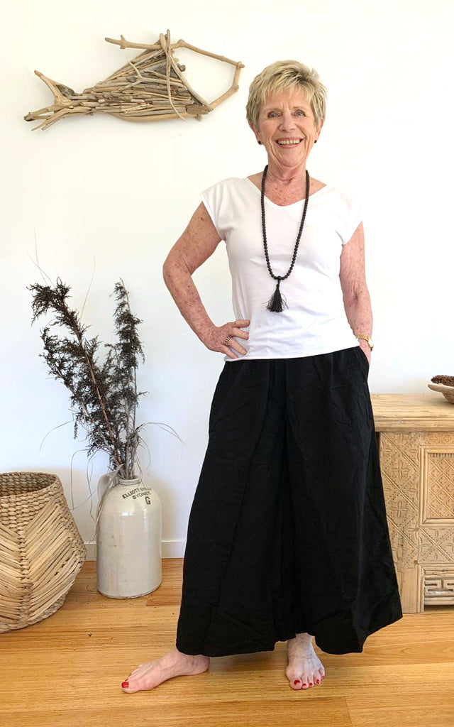 Surya Australia Ethical Cotton Palazzo Pants made in Nepal - Black