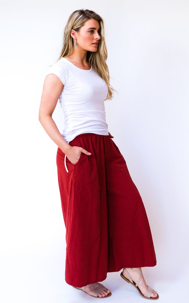 Surya Australia Ethical Cotton Palazzo Pants from Nepal - Rust