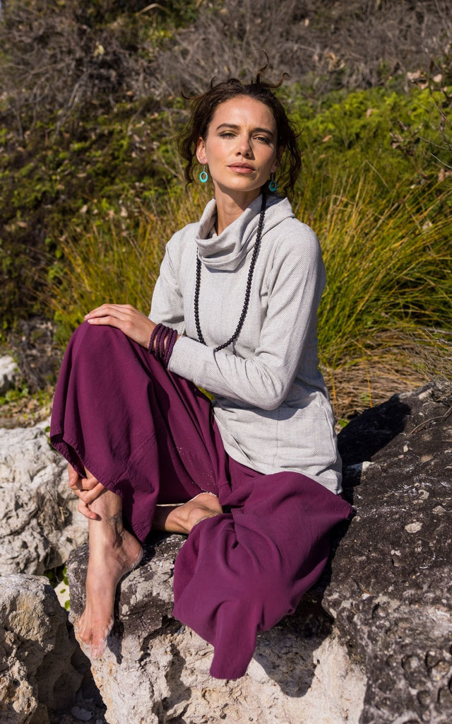 Surya Australia Ethical Cotton Palazzo Pants from Nepal - Wine #colour_wine