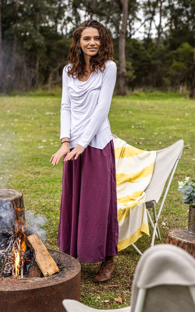 Surya Australia Ethical Cotton Palazzo Pants from Nepal - Wine #colour_wine