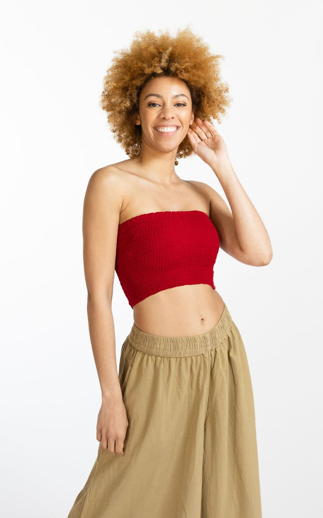 Surya Australia Cotton Strapless Tube Top - Red