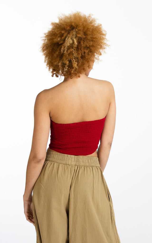 Surya Australia Cotton Strapless Tube Top - Red