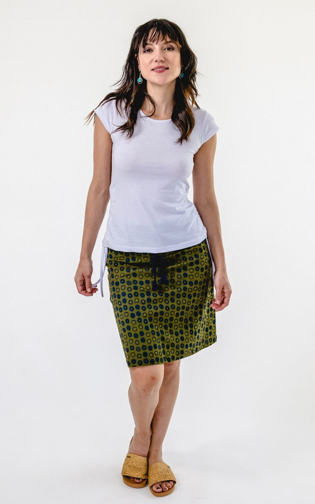 Surya Australia 'Laila' Printed Skirt from Nepal - Khaki #colour_khaki