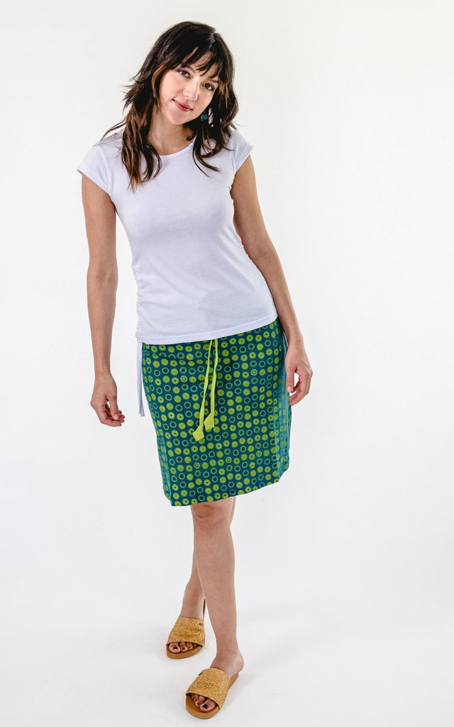 Surya Australia 'Laila' Printed Skirt from Nepal - Teal #colour_teal