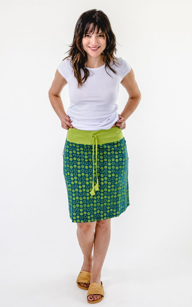Surya Australia 'Laila' Printed Skirt from Nepal - Teal #colour_teal