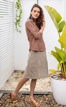 Surya Australia Ethical Cotton Corduroy Skirt made in Nepal - Oyster