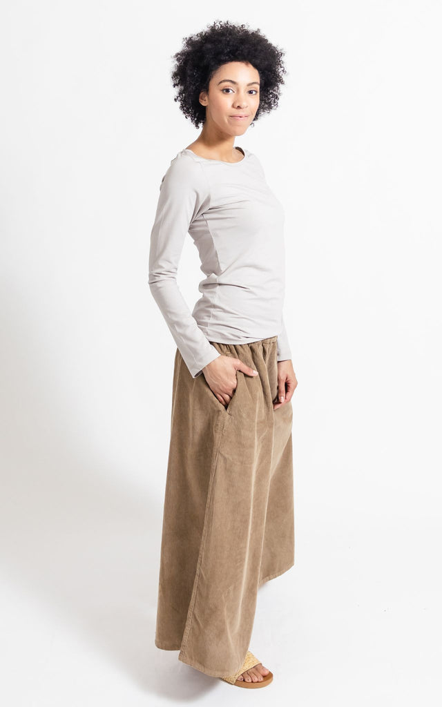 Surya Australia Ethical Cotton Corduroy Palazzo Pants made in Nepal - Sand