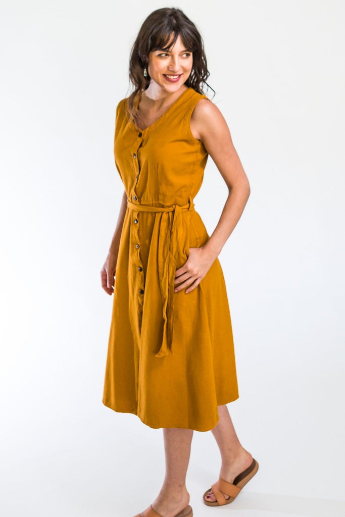 Surya Australia Ethical Cotton 'Valentina' Dress - Mustard #colour_mustard