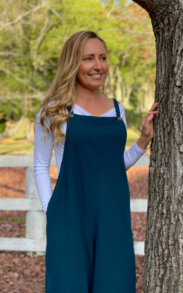 Surya Australia Ethical Cotton 'Juanita' Overalls Dungarees made in Nepal - Turquoise