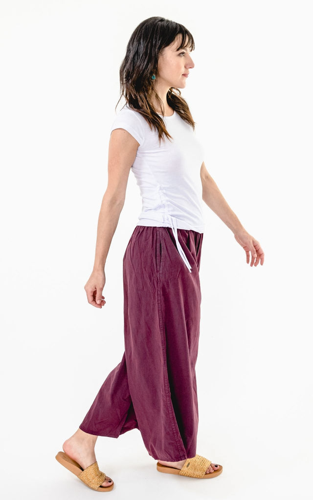 Surya Australia Ethical Cotton Palazzo Pants from Nepal - Wine #colour_wine