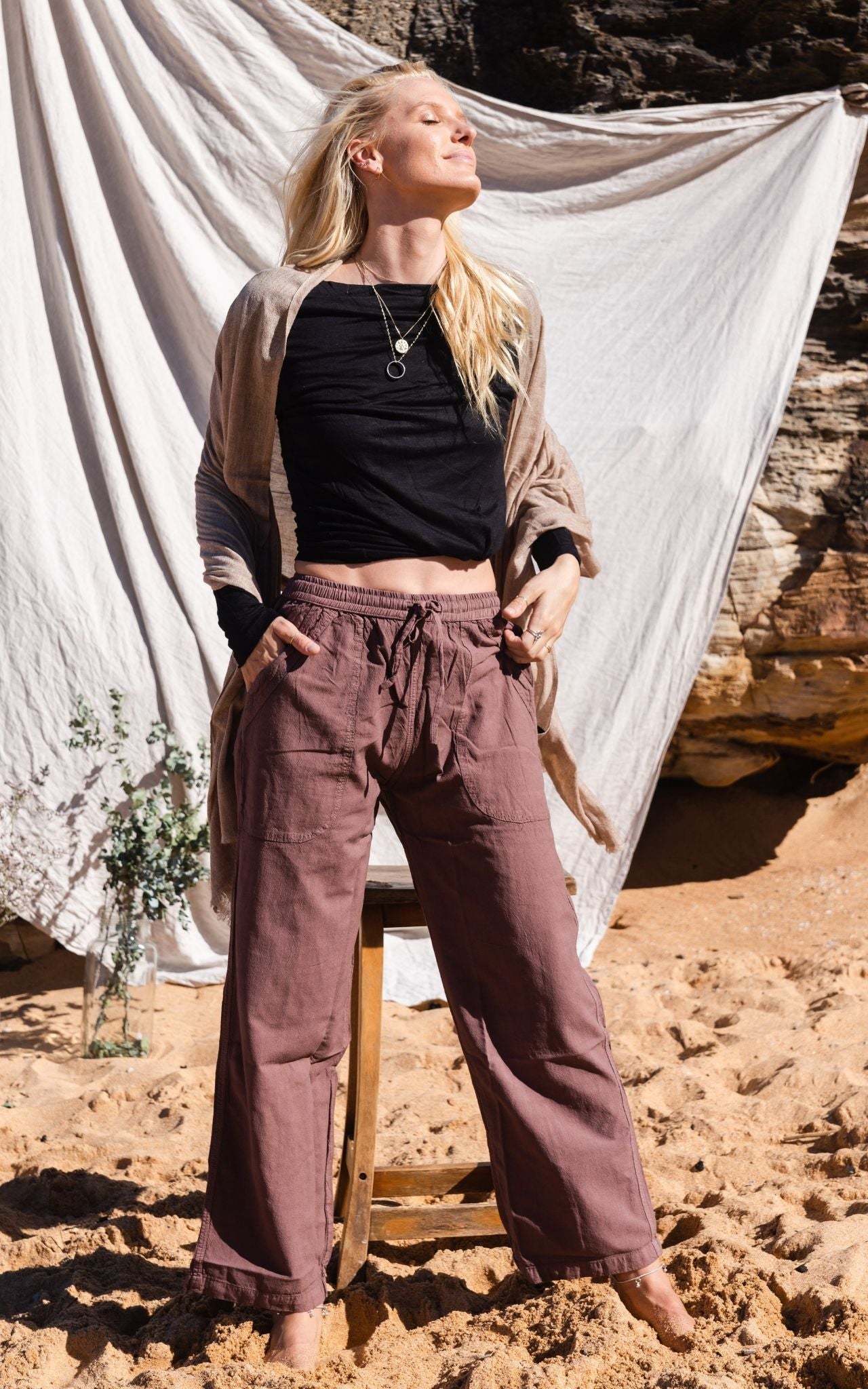 Surya Australia Cotton 'Dani' Pants - Taupe #colour_taupe