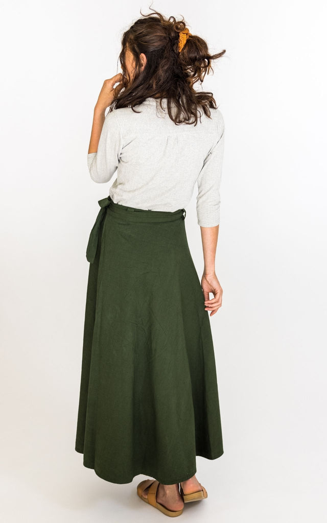 Surya Australia 'Odette' Wrap Skirt from Nepal - Tree Green #colour_tree-green