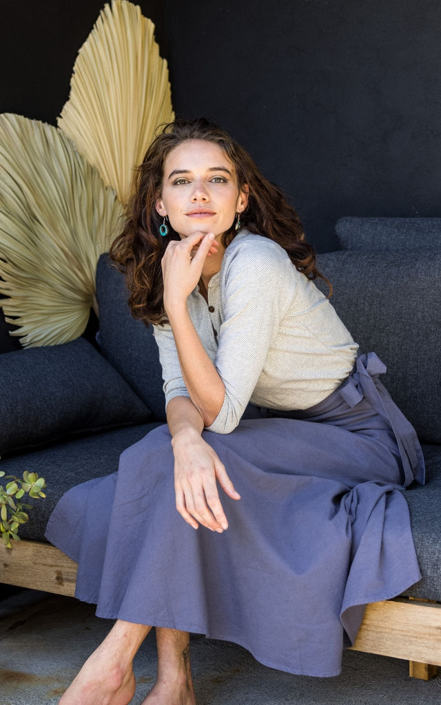 Surya Australia 'Odette' Wrap Skirt from Nepal - Grey #colour_grey