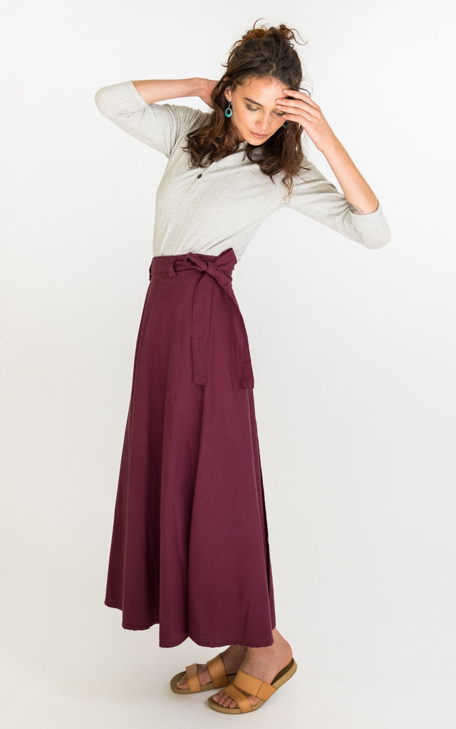 Surya Australia 'Odette' Wrap Skirt from Nepal - Wine #colour_wine