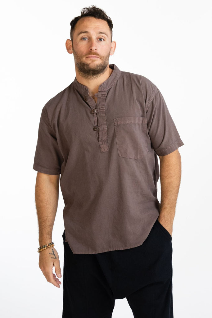 Surya Australia Ethical Cotton 'Pablo' Shirt made in Nepal - Taupe