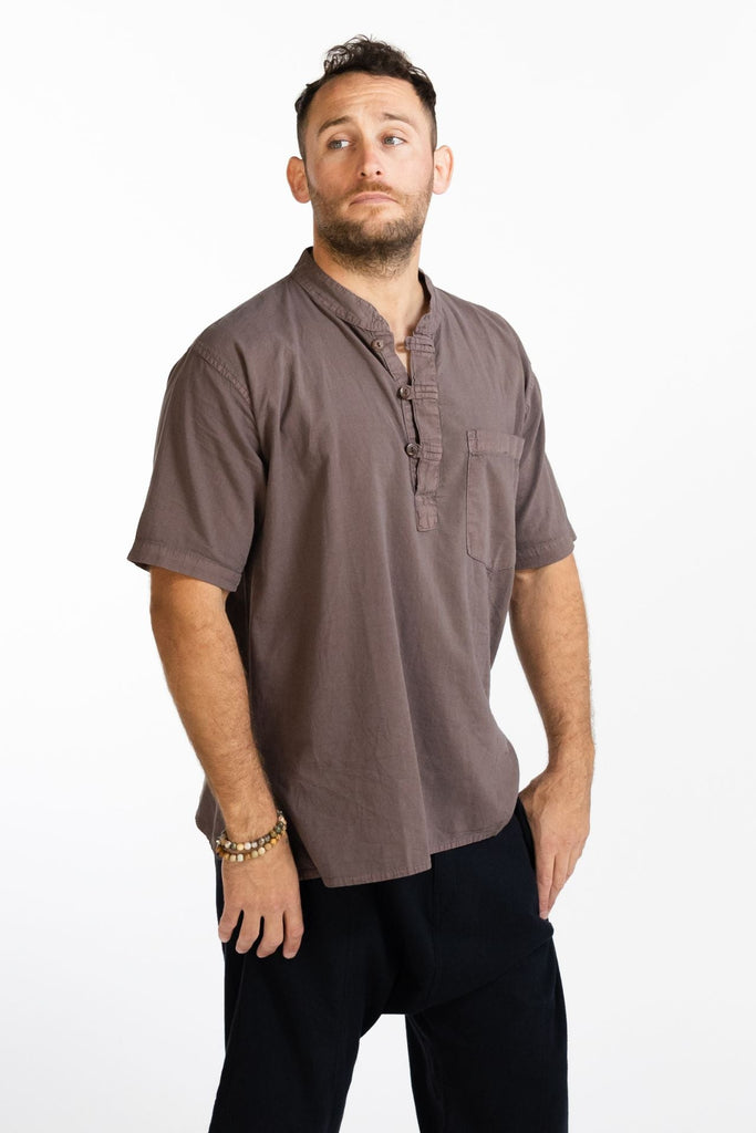 Surya Australia Ethical Cotton 'Pablo' Shirt made in Nepal - Taupe